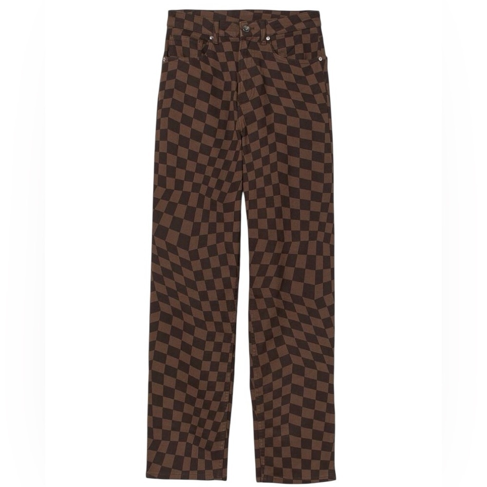 H&M Divided checkered 90s Style Straight High Waist wide leg Jeans Streetwear